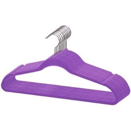 HOME BASICS Velvet Hanger, Purple 10PK FH01147